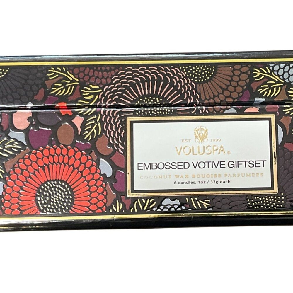 Voluspa Emboss Votive Giftset 6 Japonica Collection Fragrant Candles Coconut Wax - Picture 2 of 8